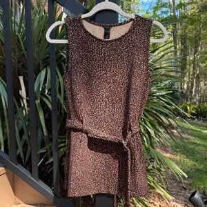 Ann Taylor Brown Leopard-Print Sleeveless Tie-Waist Top